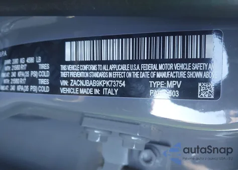 2019 Jeep Renegade Sport 4X4 z USA, uszkodzony, nr VIN ZACNJBAB9KPK73754